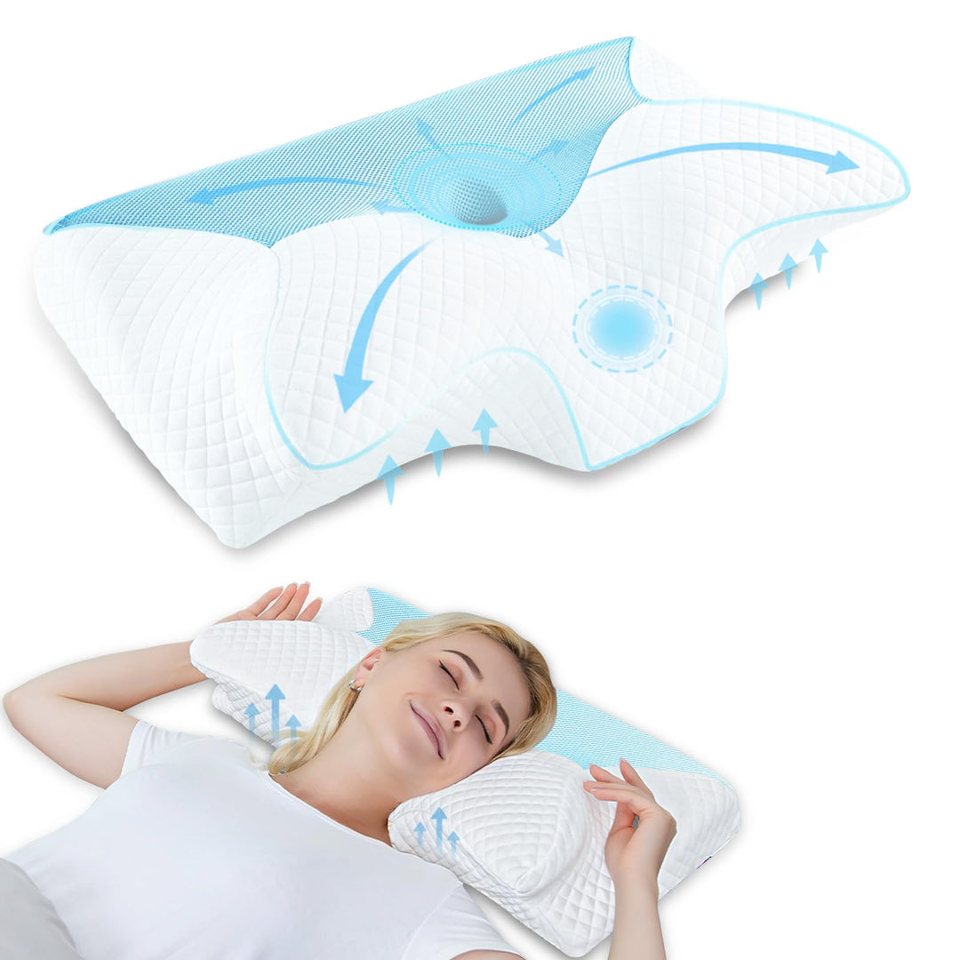 HOMCA Orthopädisches Kissen Memory Foam Nackenstützkissen für HWS Ergonomisches Kopfkissen für Rücke