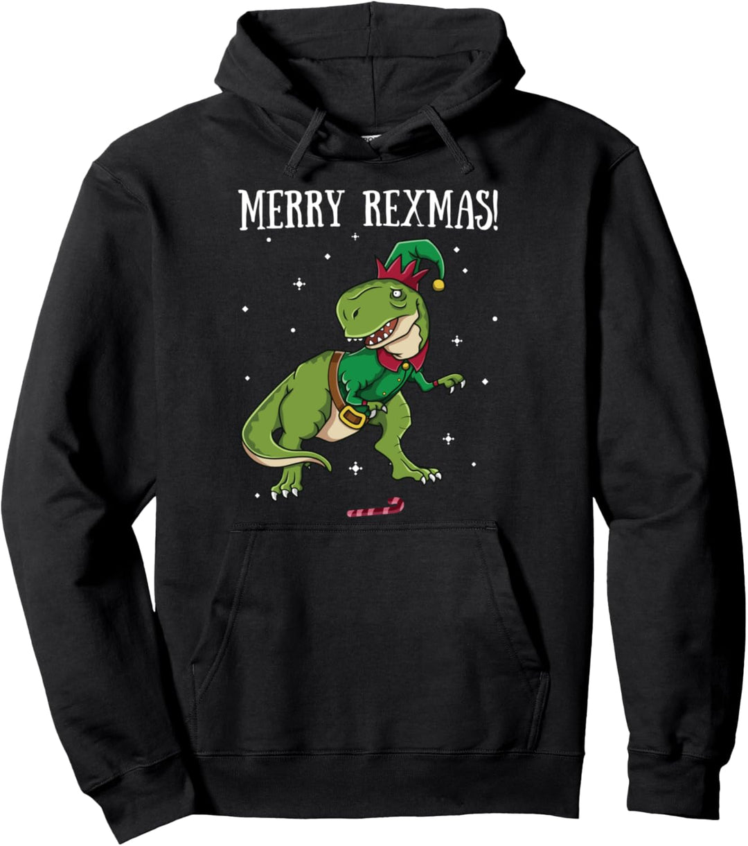 Merry Rexmas T-Rex Elf Dinosaurier Elfen Weihnachten Dino Pullover Hoodie