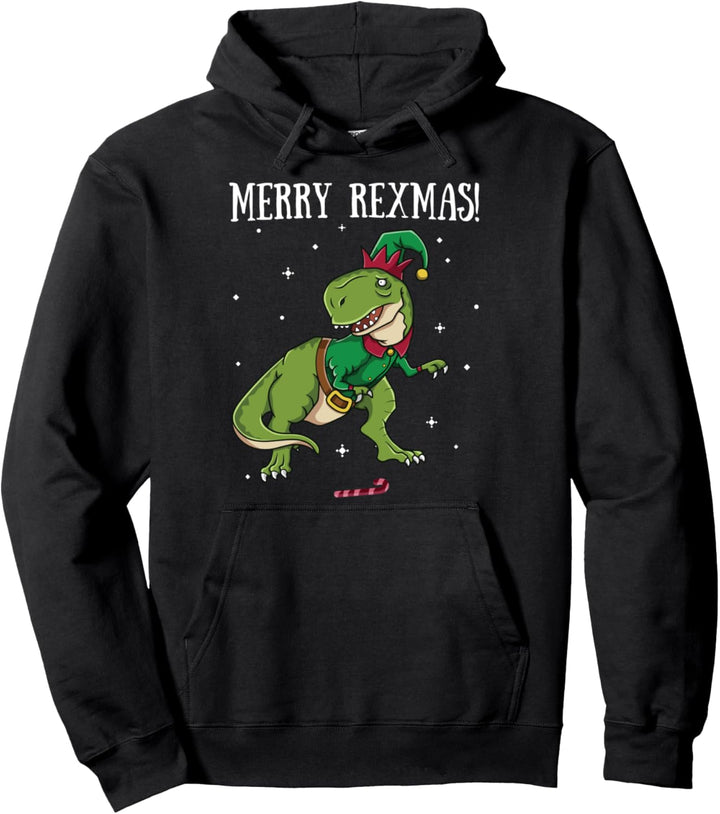 Merry Rexmas T-Rex Elf Dinosaurier Elfen Weihnachten Dino Pullover Hoodie