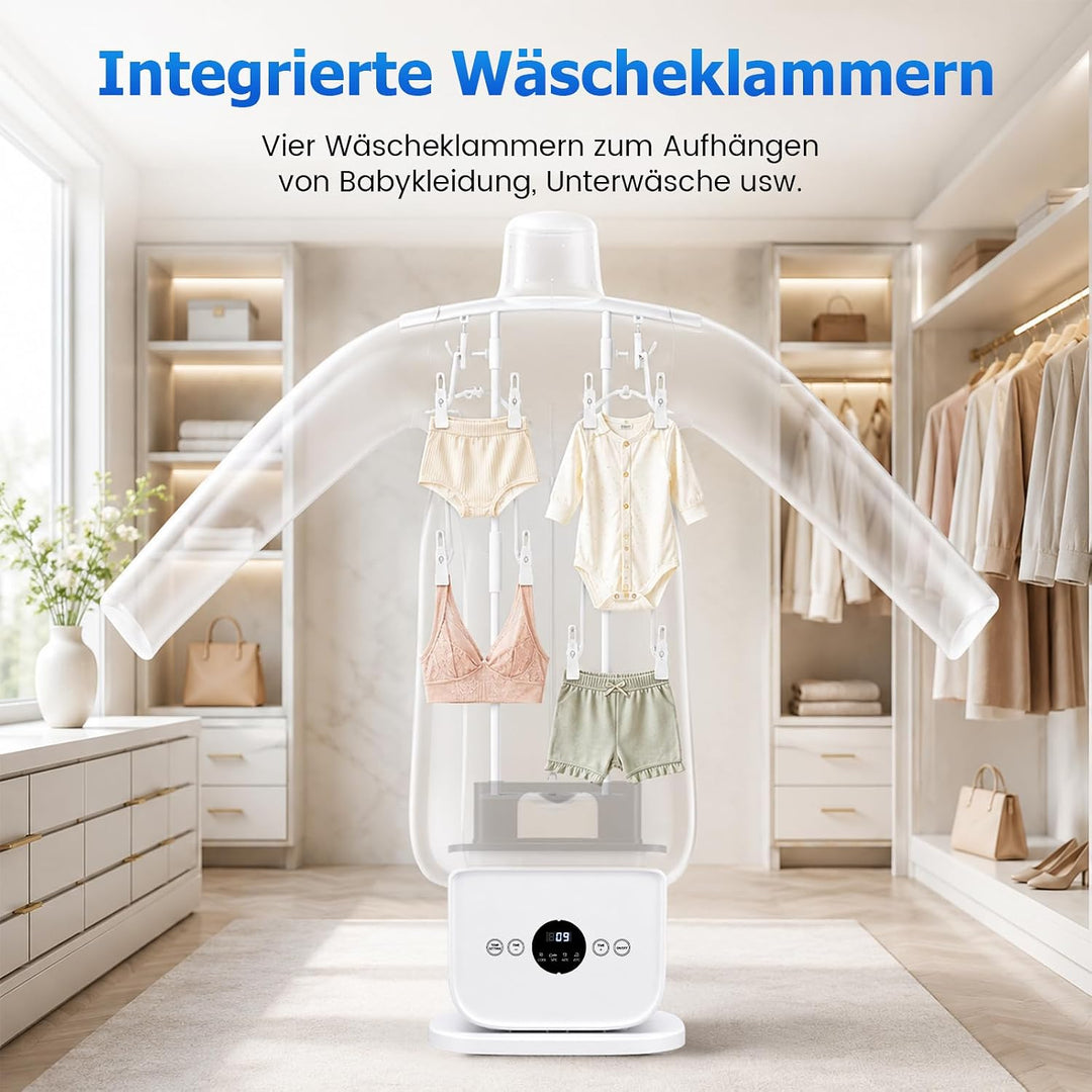 Automatischer Hemdenbügler, Bügelpuppe mit Heissluft &amp; 360°-Trocknung, Zeitfunktion, Tragbarer Bügel