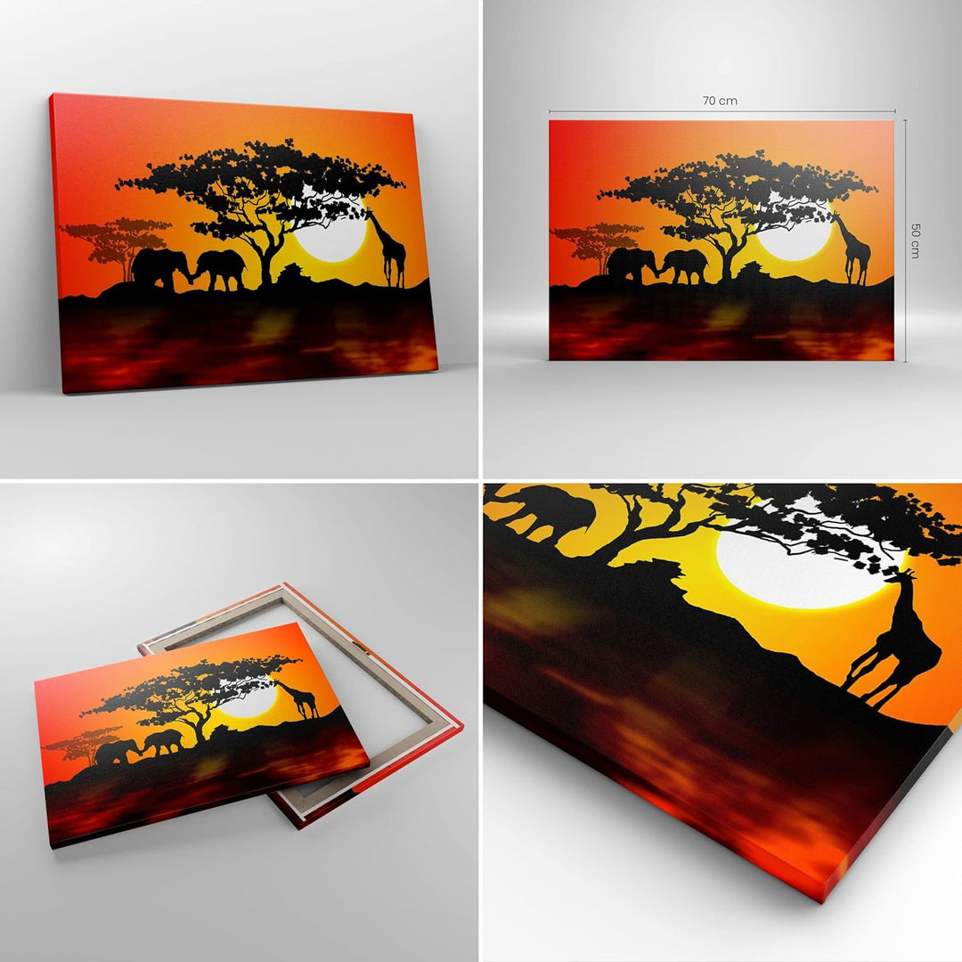 Bilder auf Leinwand Tiere Safari Savanne Giraffe Leinwandbild 70x50cm Wandbilder Dekoration Wohnzimm
