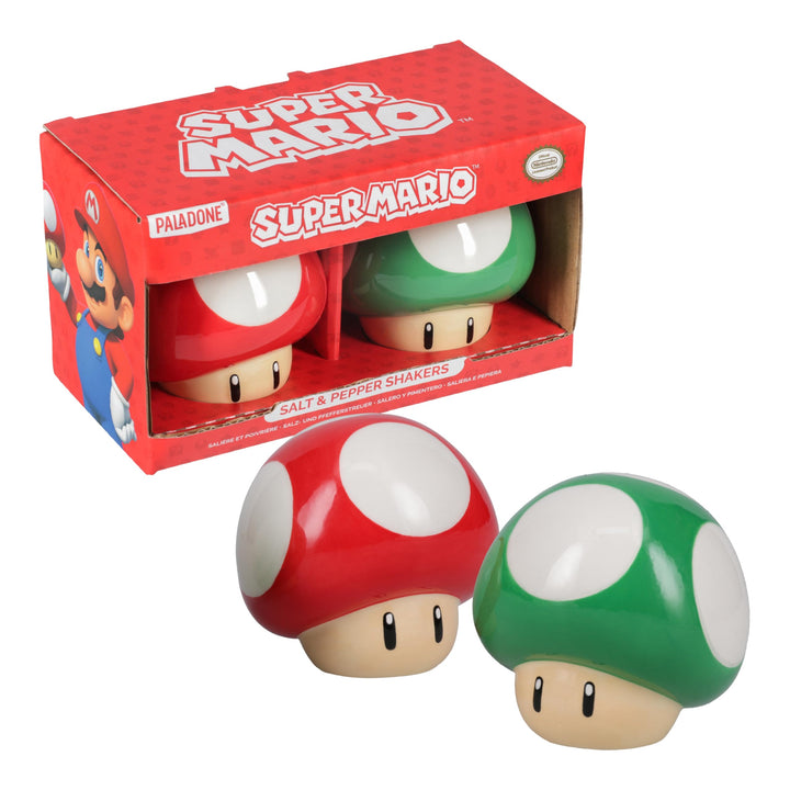 Super Mario Brothers Pilz- und Pfefferstreuer, offizielles Lizenzprodukt, Nintendo rot und grün, 1-U
