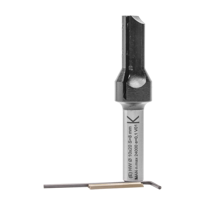ENT 20041 Wendeplatten - Nutfräser HW, Schaft (S) 8 mm, Durchmesser (D) 10 mm, NL 20 mm, Z1, GL 63 m