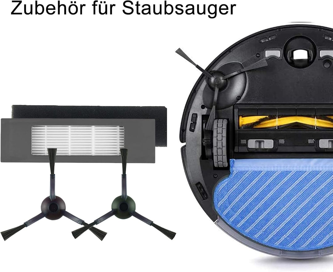 Ersatz Seitenbürste und Filter-Kit Kompatibel mit Ecovacs Deebot OZMO 950 OZMO 920 T8 T9 N8 Serie St