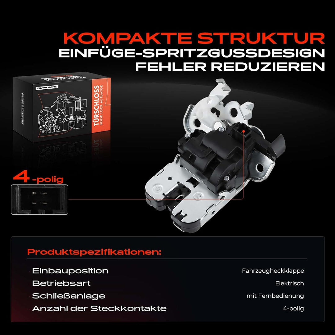 Frankberg Heckklappenschloss Hinten Kompatibel mit A3 8V1 8VK 8P7 A3 Sportback 8PA 8VA 8VF A4 Allroa