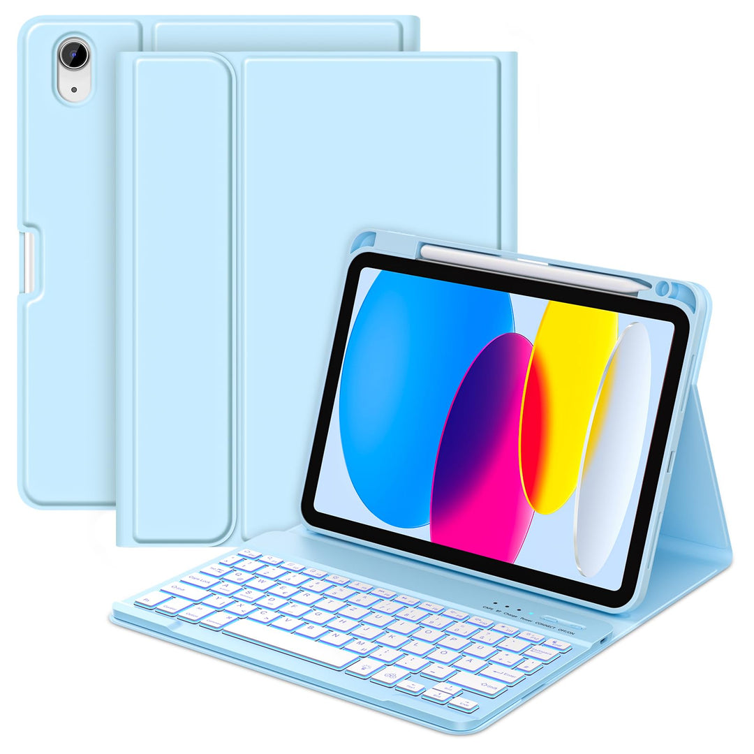 MMK Hülle mit Tastatur für iPad 10 Generation 2022(11/10.9 Zoll)/A16 11 Generation 2025, Abnehmbare