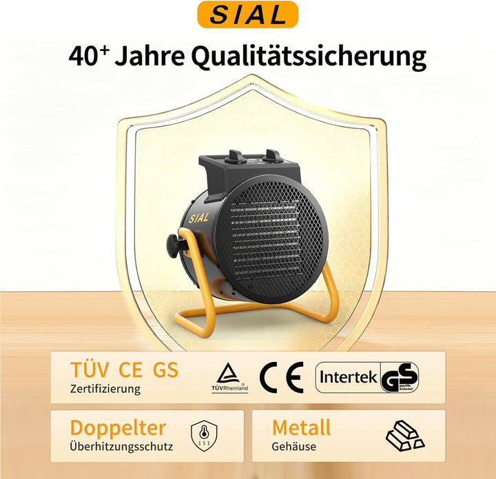 SIAL 2000W Industrie-PTC-Lüfterheizung, leistungsstarke geneigte Heizung, geeignet für Werkstatt, Ga
