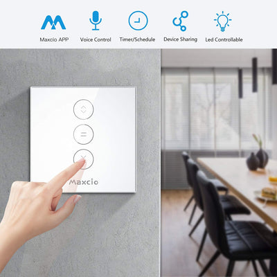 Maxcio Wlan Rolladenschalter, Smart Rolladen Zeitschaltuhr Kompatibel mit Alexa und Google Home, APP