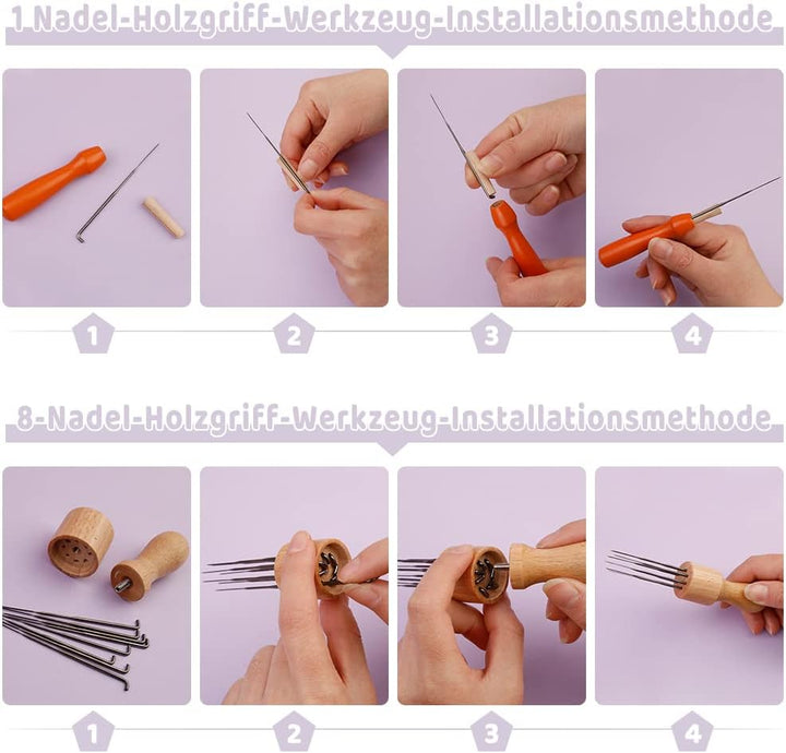 Ruasol Nadelfilz-Set, komplettes Nadelfilz-Werkzeug und Zubehör mit Filzwolle 50 Farben, Nadelfilz-S