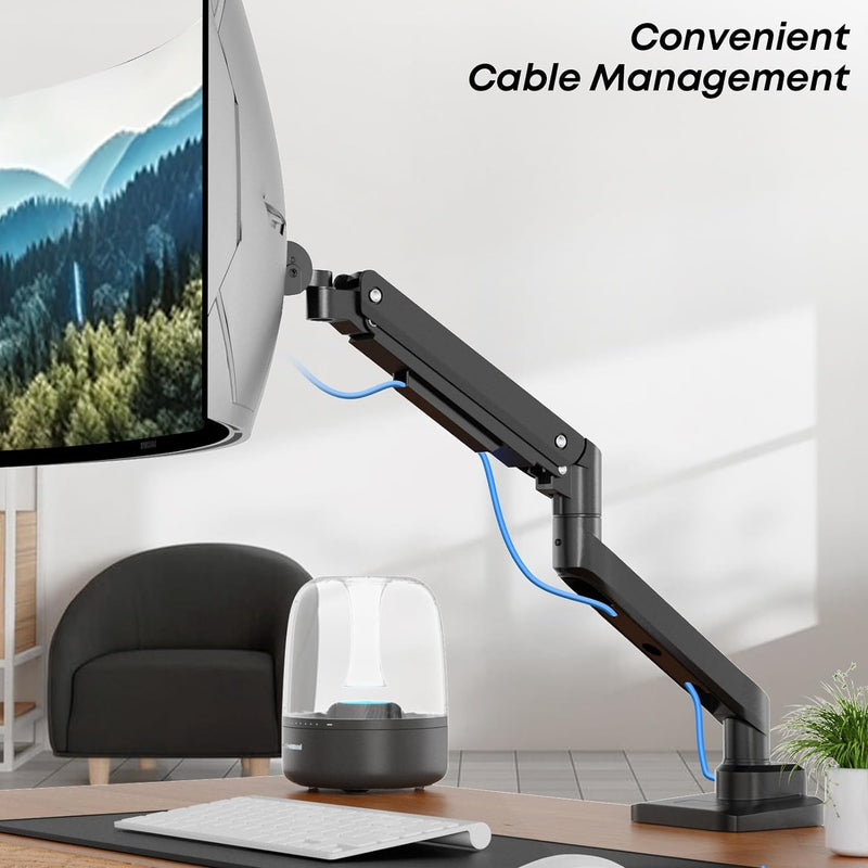 Monitor Halterung 1 Monitor Für 17-49 Zoll Flach & Curved Bildschirm, Robuster Gasfeder-Monitorhalte