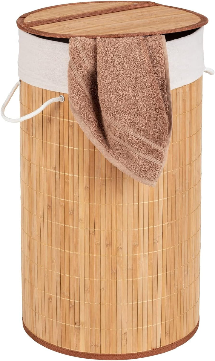 WENKO Wäschetruhe Bamboo Natur - Wäschekorb, mit Wäschesack Fassungsvermögen: 55 l, Bambus, 35 x 60