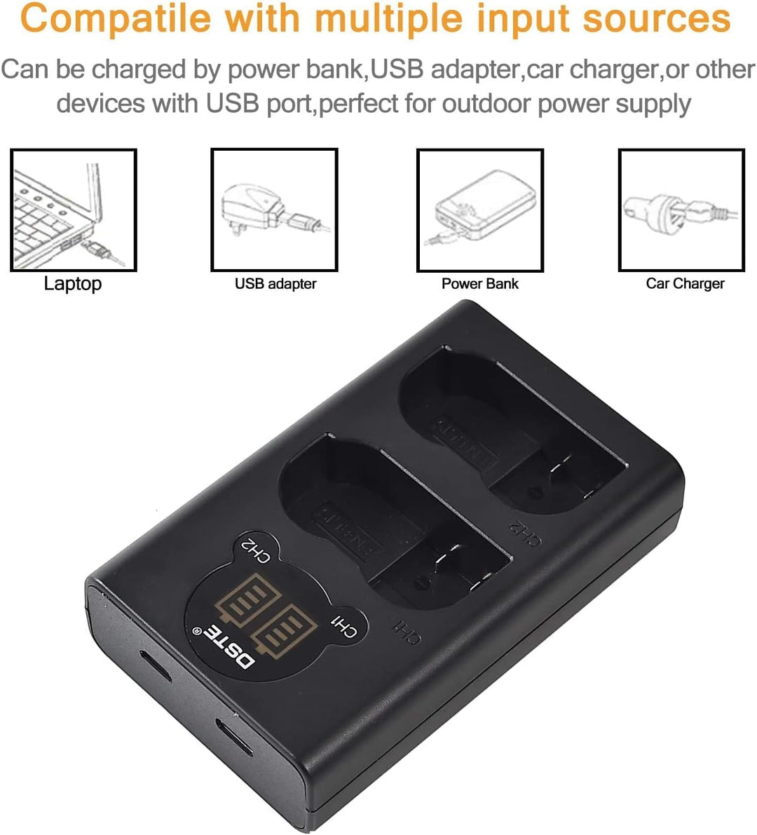 DSTE 2X EN-EL15 Ersatz Batterie + Duales USB-Ladegerät mit LCD-Display Kompatibel mit Nikon 1 V1,D72