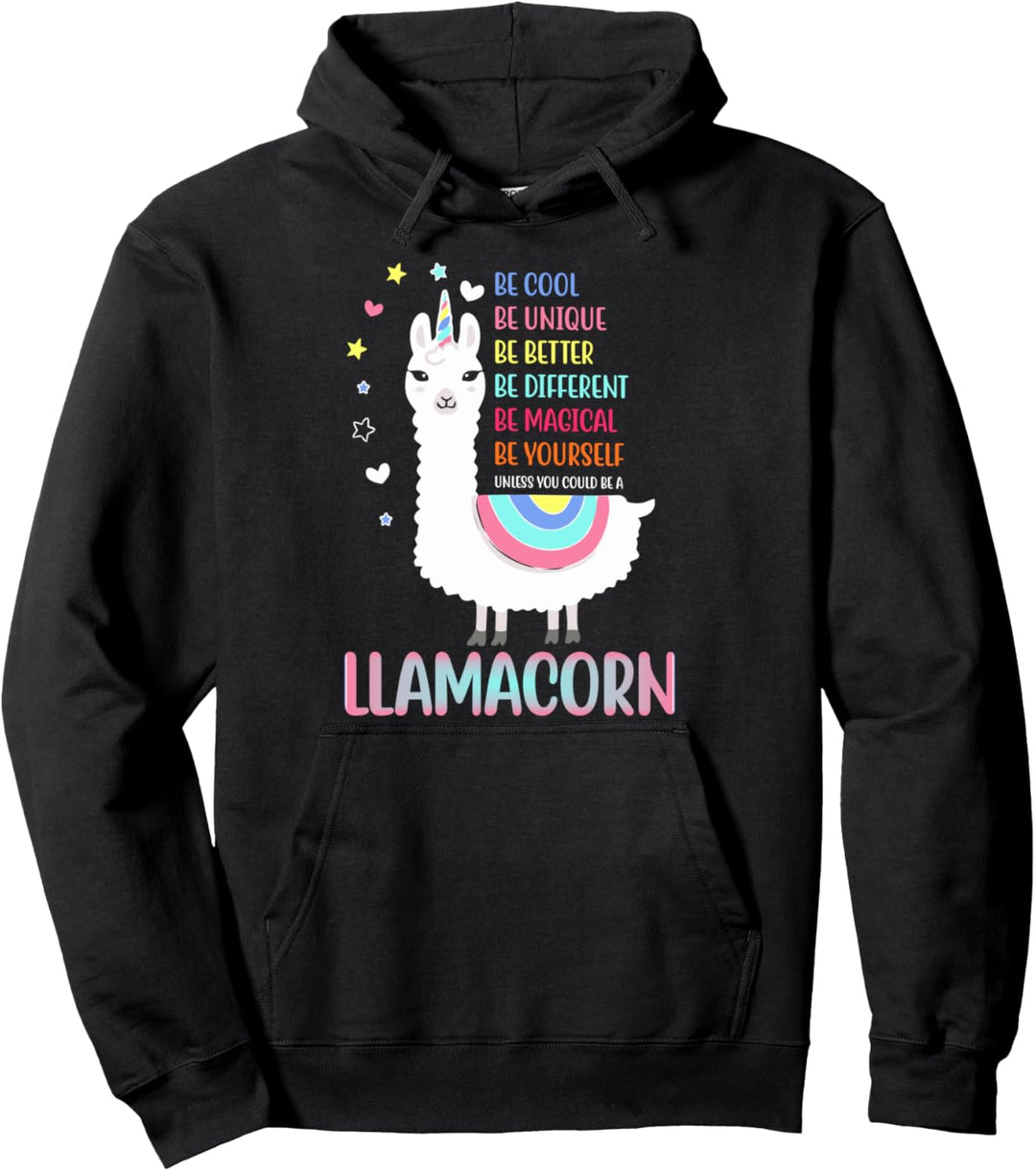 Bunte lustige Llama & Einhorn Llamacorn Pullover Hoodie