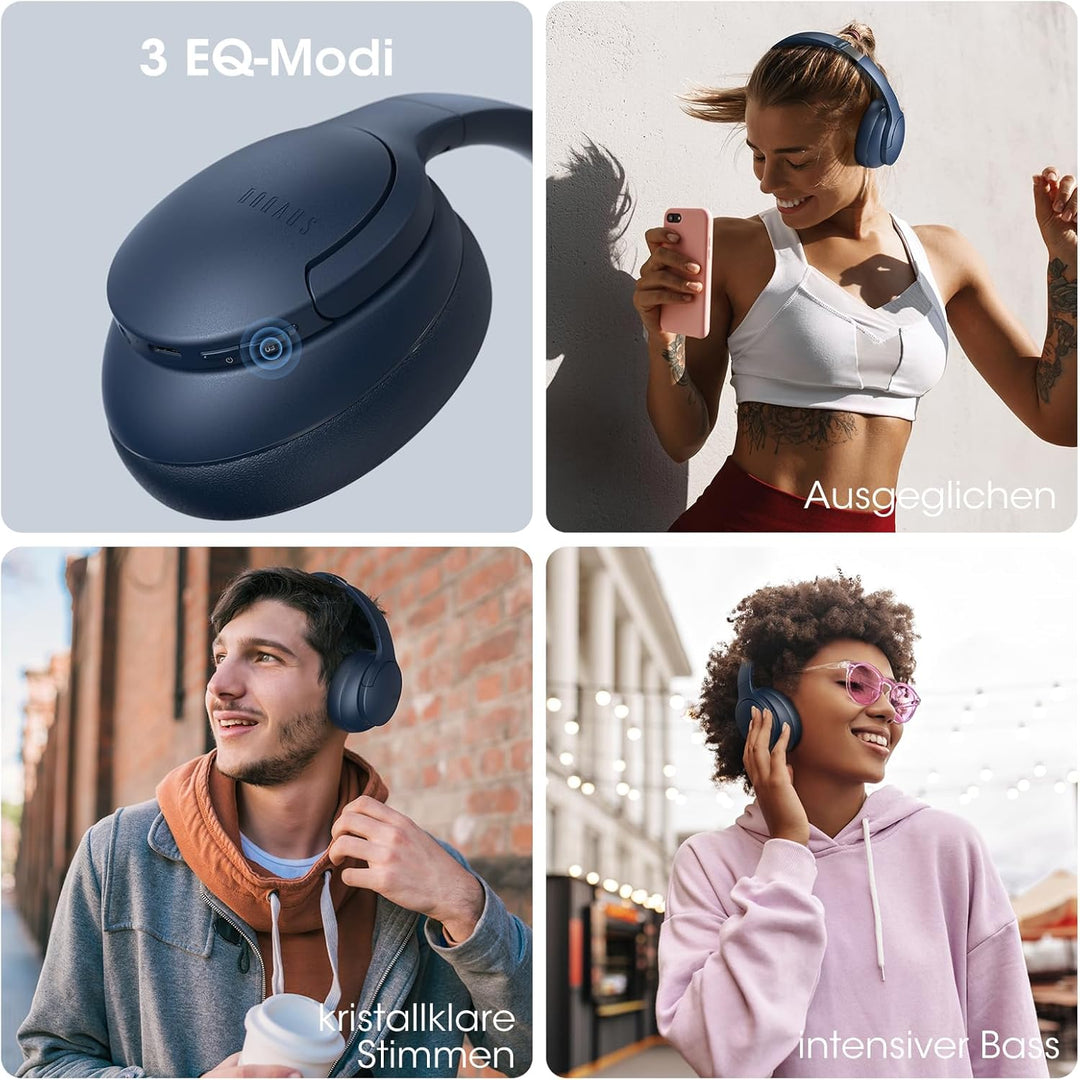 DOQAUS Kopfhörer Kabellos Bluetooth [Bis zu 90 Std] Bluetooth Kopfhörer Over-Ear mit 3 EQ-Modi, HiFi