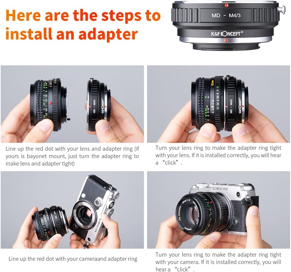 K&F Concept MD - M4/3 Objektiv Mount Adapter Ring für Minolta MD Mount Objektiv auf Micro 4 3 Kamera
