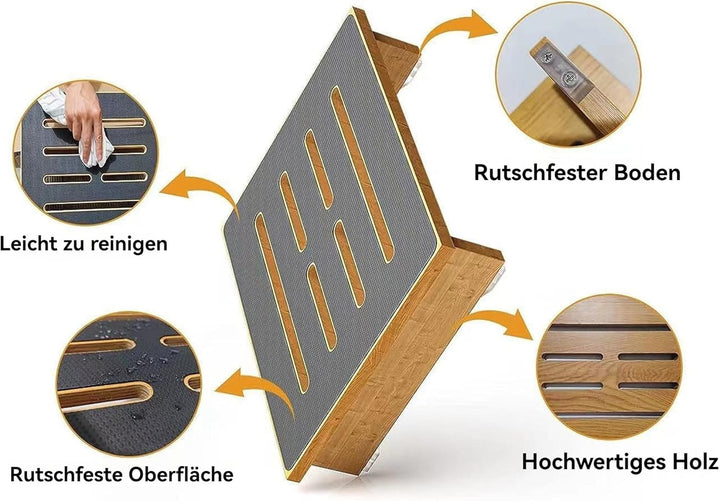 Tritthocker Aus Massivholz Mit Rutschfester Gummiauflage,Einstufiger Hocker–39,8x32x8,8cm,Vielseitig