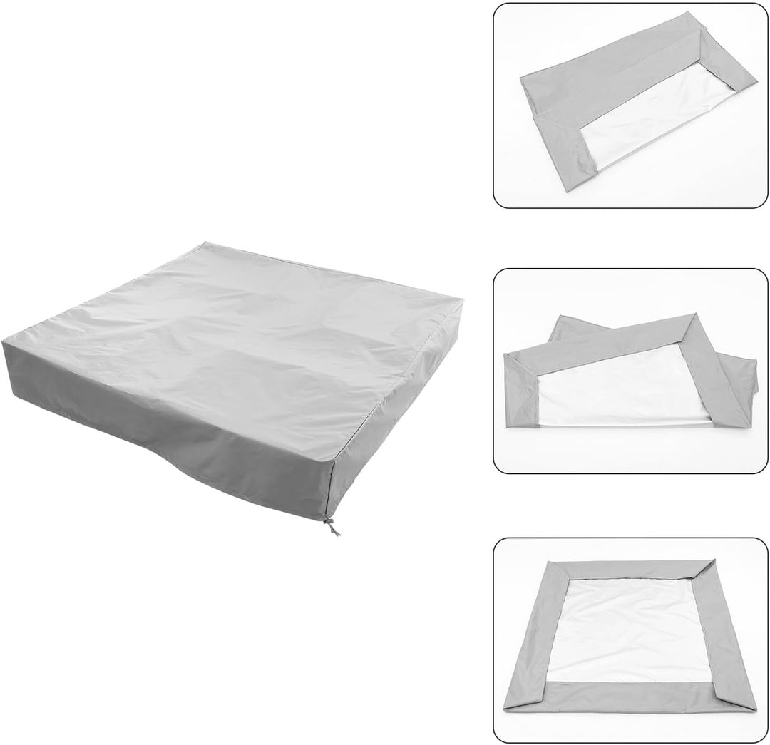 Veemoon Sandkastenabdeckung Grau 155x155x20cm Mit Kordelzug Wetterfeste Gartenschutz Plane Für Outdo