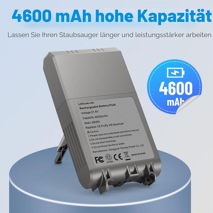 ASUNCELL 21.6V/4600mAh Lithium-Ionen Ersatzbatterie mit Werkzeugen für Alle Dyson V8 Models, V8 Abso