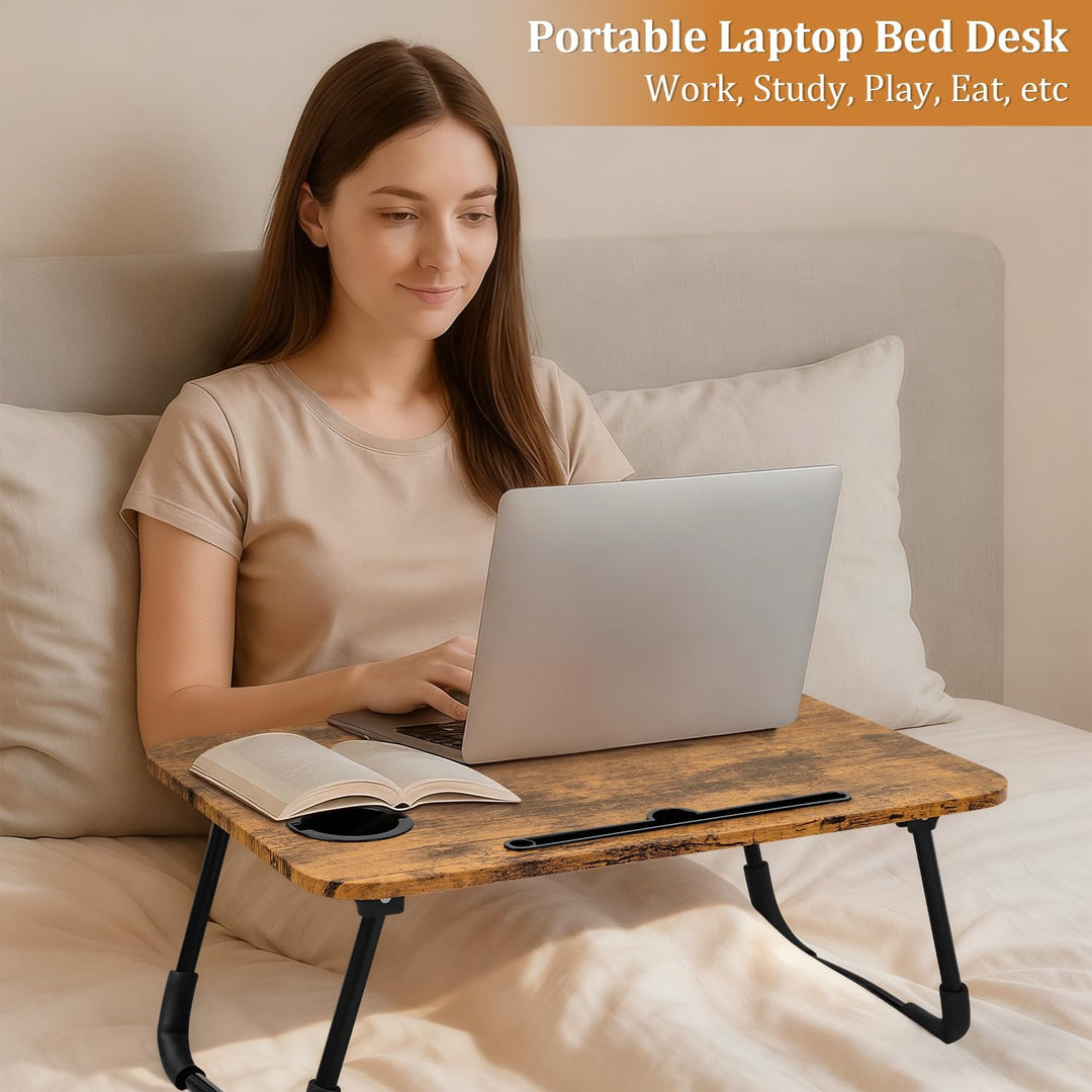 Lap Desk Klappbarer Laptop-Tisch Tragbarer Betttisch mit Halterungen für Tassen und Tablets Kleine p