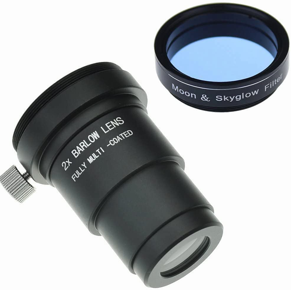 SOLOMARK 1.25" Mondfilter T2X Barlow Kit für Teleskop Okulare, Mondfilter hilft, den Mond klarer zu