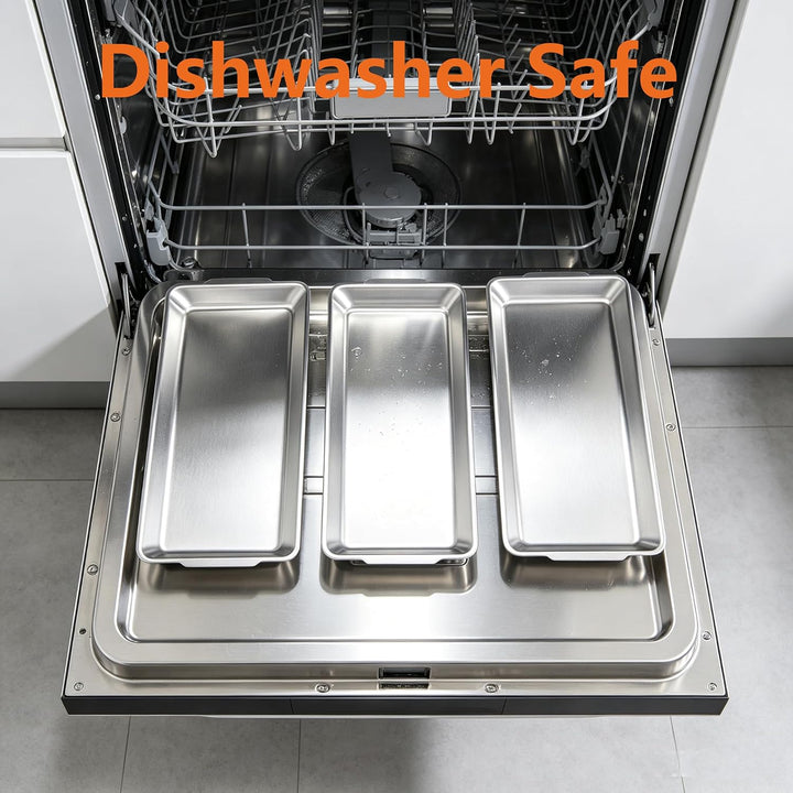 SANQIAHOME 3er Set Edelstahl Backbleche, 32 x 16 cm Rechteckige Bleche, Serviertabletts,Lebensmittel
