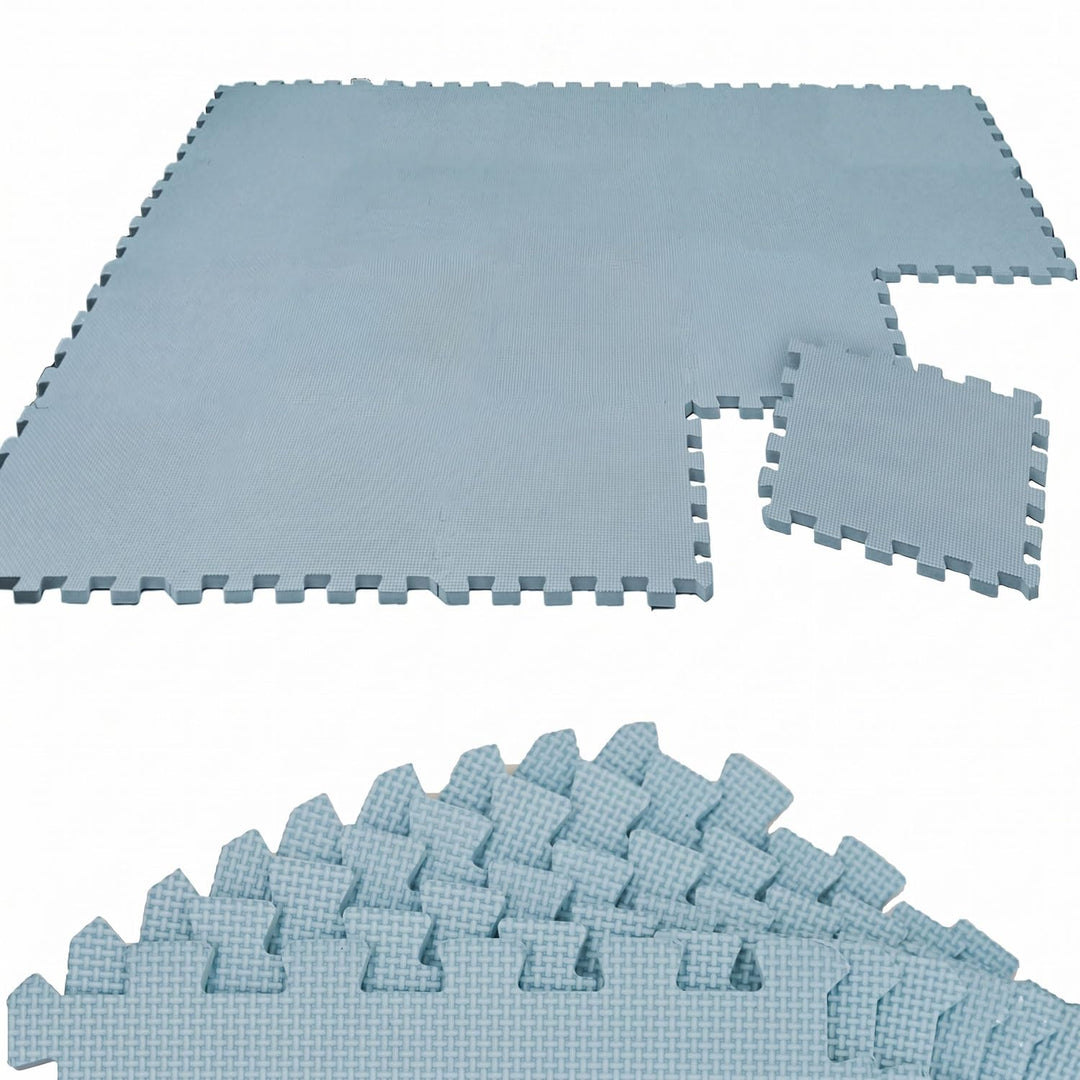 LittleTom Puzzlematte Baby Spielmatte 18 Matten Blau - 30x30 cm Krabbelmatte Bodenmatte Kinder - Puz