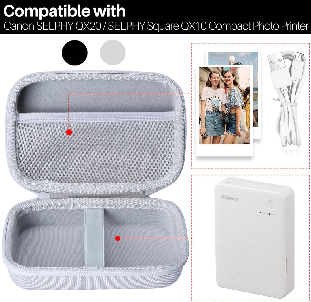 Hart Schutz Hülle Etui für Canon SELPHY QX20 / SELPHY Square QX10 Mobiler Fotodrucker (Schwarz), Sch