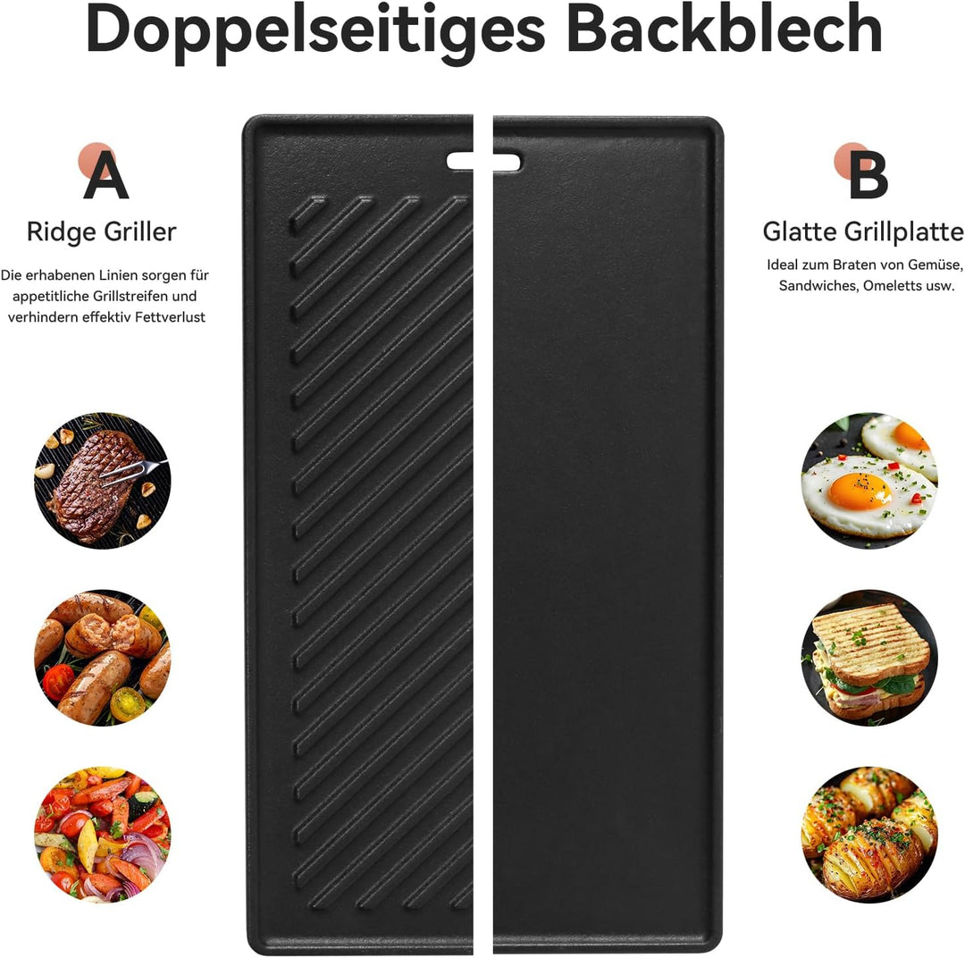 Gusseisen Grillplatte für alle RÖSLE VIDERO G2-, G3-, G4- und G6-Modelle (ab Modelljahr 2021), 45 x