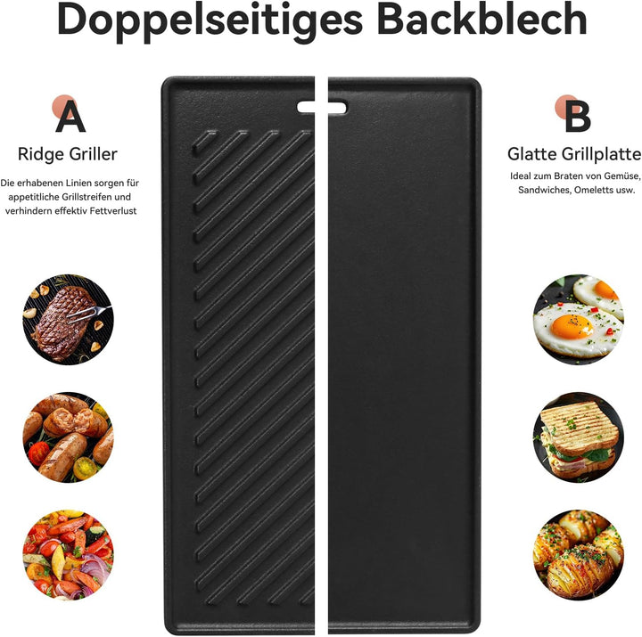 Gusseisen Grillplatte für alle RÖSLE VIDERO G2-, G3-, G4- und G6-Modelle (ab Modelljahr 2021), 45 x