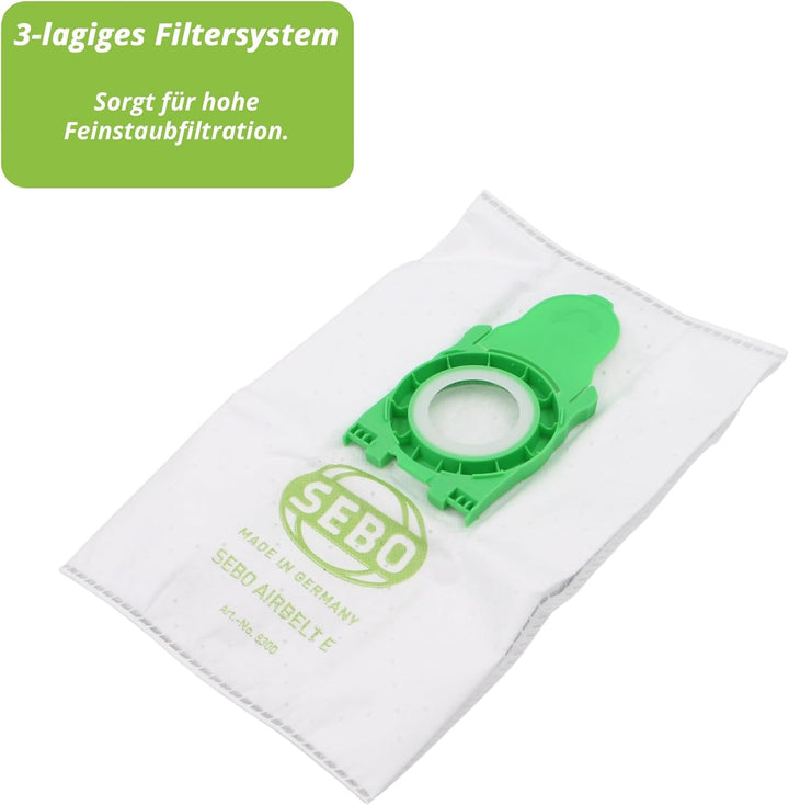 8 original Sebo Staubsaugerbeutel für Sebo Airbelt E1 und E3 alle Modelle (8300ER) E-serie, E-serie