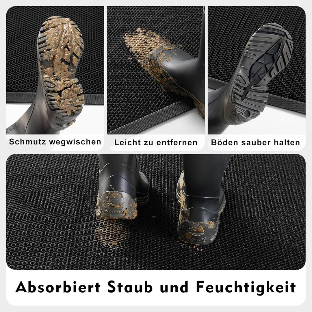 Fussmatte Aussen 40 x 60 cm, rutschfeste Silikon Schmutzfangmatte, Langlebig Fussabtreter Aussenbere