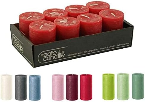 Rustikale Stumpenkerzen – Wachskerzen/Rustickerzen/Adventskerzen Weihnachten (Rubin Rot, Klein: Höhe