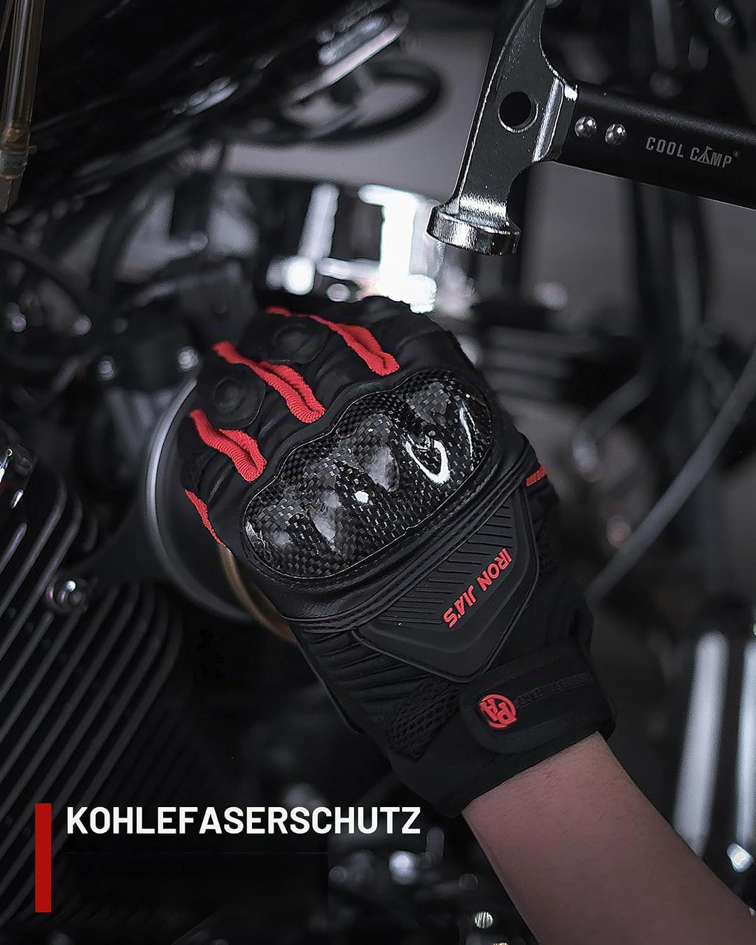 BORLENI Motorradhandschuhe Atmungsaktive Motorradhandschuhe Leder Vollfinger Knöchelschutzpolster To