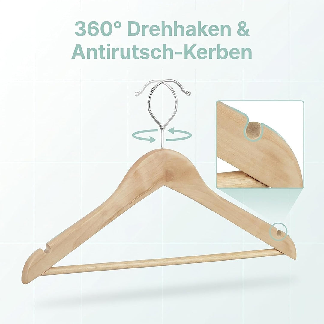 Relaxdays Kleiderbügel Set, 24 Hosenbügel aus Holz, Garderobenbügel, Haken 360° drehbar, HxB: 22,5x4