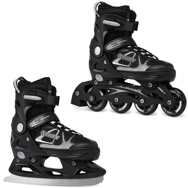 RAVEN 2in1 Schlittschuhe Inline Skates Inliner für Kinder und Erwachsene verstellbar 37-40 (23,5-26c