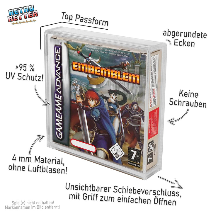 RetroRetter 3x Acryl Case für GameBoy Classic Color Advance Spiel OVP - DMG GBC GBA UV Schutz Protec