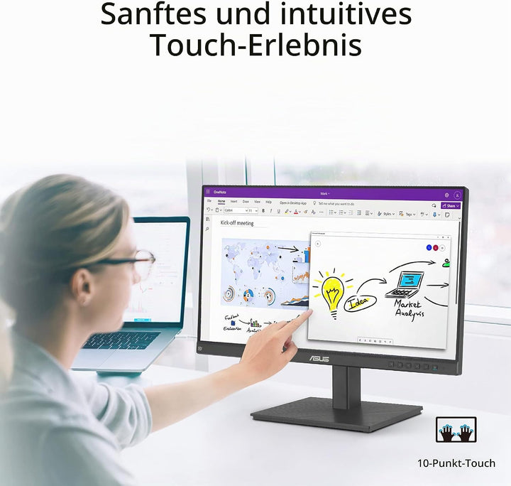 ASUS Business BE24ECSBT - 24 Zoll Full HD Monitor - 16:9 IPS Panel, 1920x1080-10-Punkt Multi-Touch,