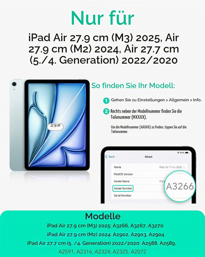 ESR Hülle für iPad Air 11 Zoll (2025/2024), iPad Air 7./5./4. Generation (2022/2020), Vertikale Stan