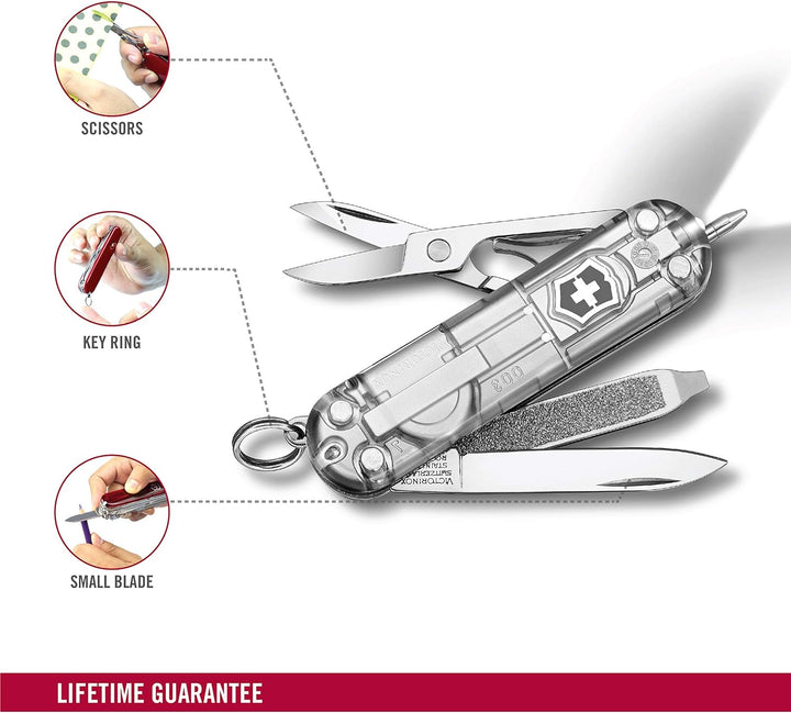 Victorinox Taschenmesser Signature Lite (7 Funktionen, Kugelschreiber, LED-Licht) Silber Transparent