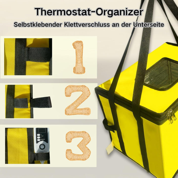 Brot Gärbox mit Heizung，Faltbare Brot Gärschrank Einstellbare Temperatur und Timer, Teiggärbox zum B