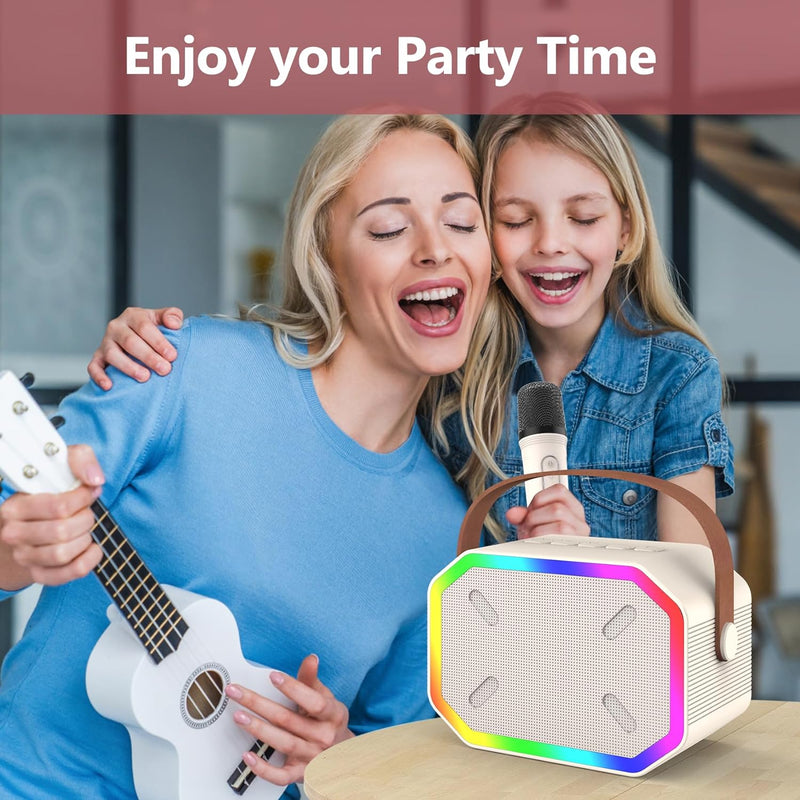 Misilmp Karaoke Maschine für Kinder, Bluetooth-Karaoke-Lautsprecher mit Kabellosem Mikrofon Musik-Pl