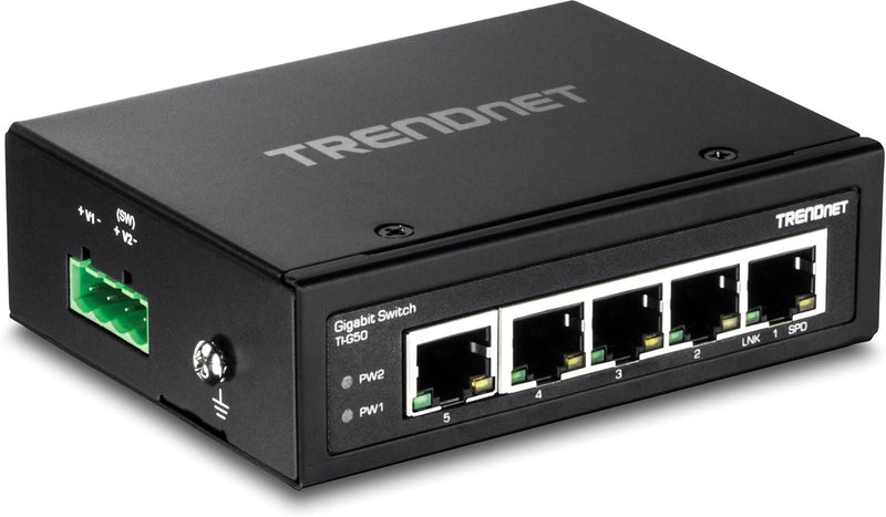 TRENDnet TI-G50 5-Port gehärteter industrieller Gigabit-DIN-Schienen-Switch, 10-Gbit / s-Schaltkapaz