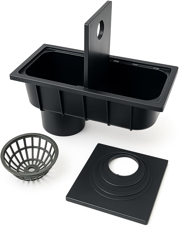 Regenrohrablauf mit Sieb Regensinkkasten von 50mm bis 110mm Regenwasserablauf DN110 Schwarz Dachrinn