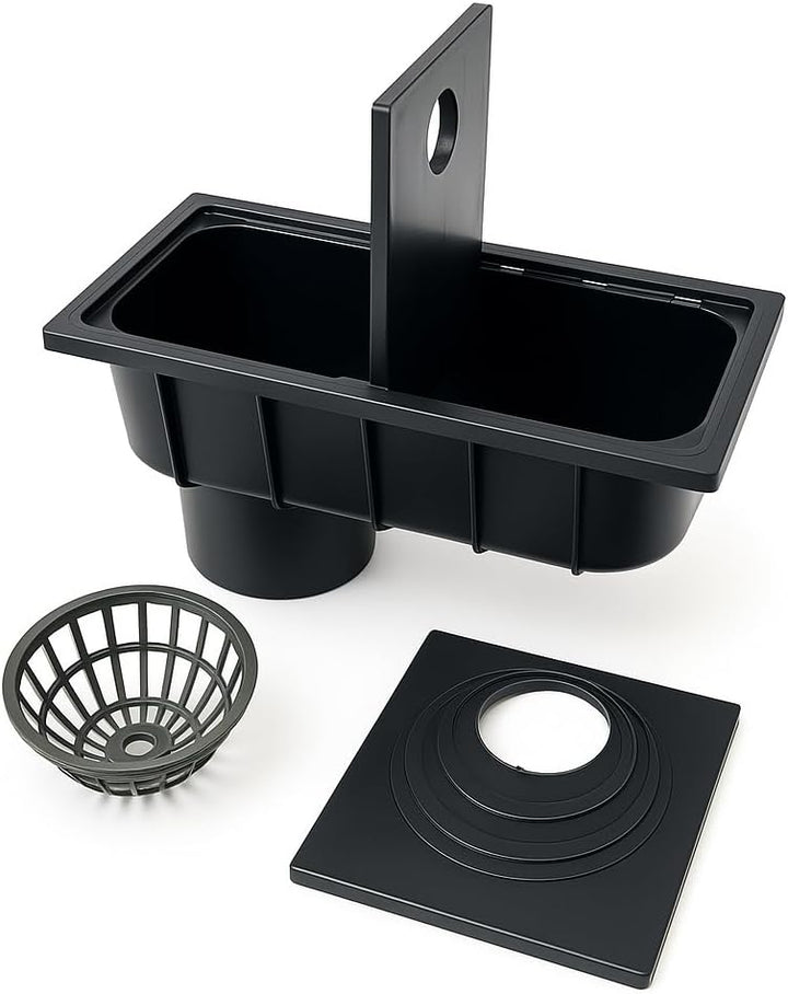 Regenrohrablauf mit Sieb Regensinkkasten von 50mm bis 110mm Regenwasserablauf DN110 Schwarz Dachrinn