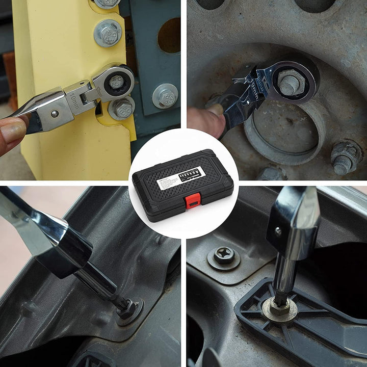 20 Stück Flexkopf-Ratschenschlüssel-Set, 8 mm - 19 mm Wechselbarer Torx-Schraubenschlüssel-Set mit K