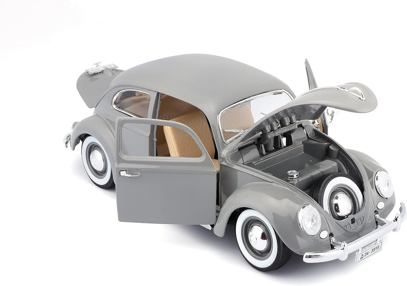 Bburago Volkswagen Käfer (1955): Modellauto im Massstab 1:18, Türen, Kofferraum und Motorhaube beweg