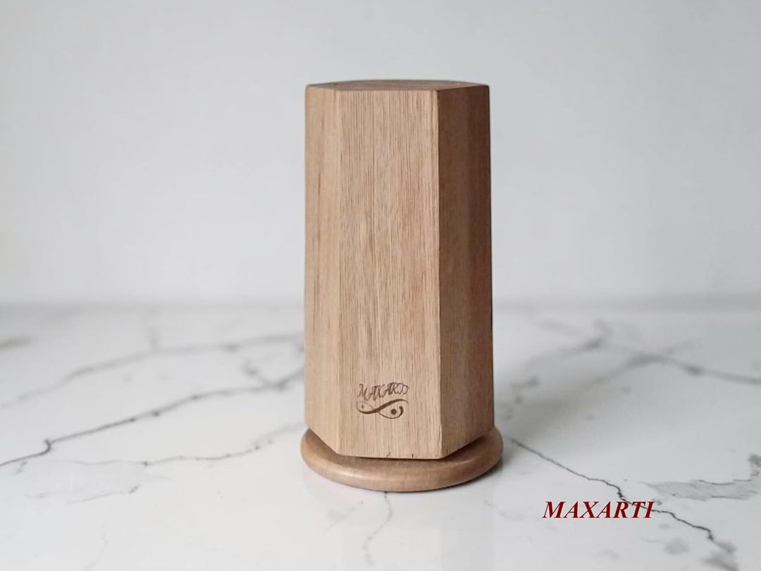 360° Drehbarer Magnetischer Messerblock Magnetisch Messerhalter aus Buchen holz mit starken Magneten