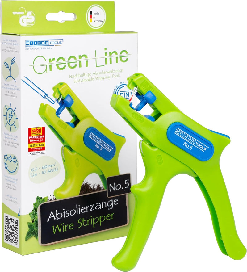 WEICON TOOLS Abisolierzange No. 5 Green Line | Nachhaltige Rohstoffe | Automatische Abisolierzange v