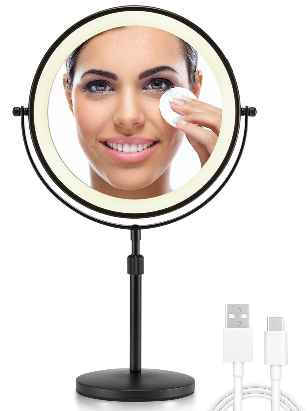 OMIRO 3X/10X Vergrösserungs Make-up Spiegel mit Lichtern, 8,5 Zoll doppelseitiger schwenkbarer Kosme