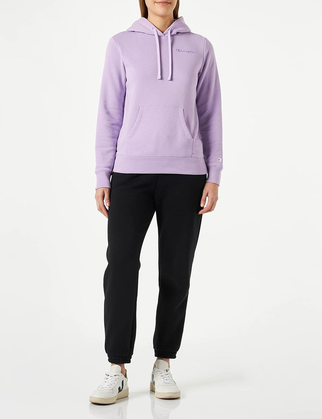 Champion Damen Mittelschwerer Jersey Hoodie, Grafische Schrift Kapuzenpullover XS Lavendel, XS Laven